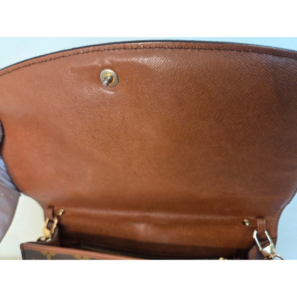 Louis Vuitton Bordeaux Monogram Crossbody Clutch Bag Vintage Brown Leather Trim - Picture 7 of 15